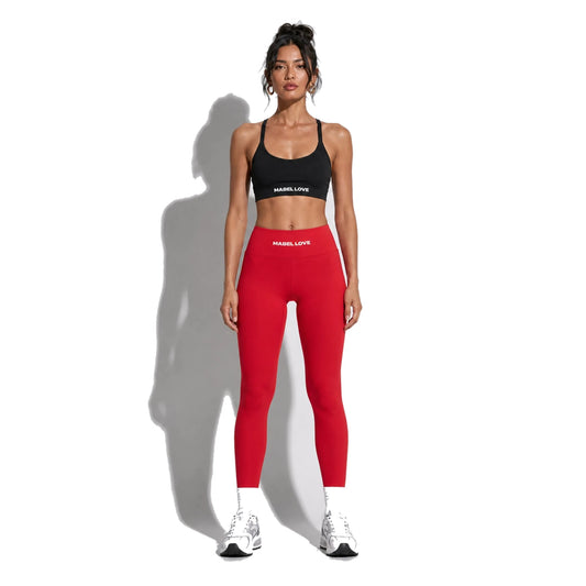 High-Waisted Yoga Leggings — red front