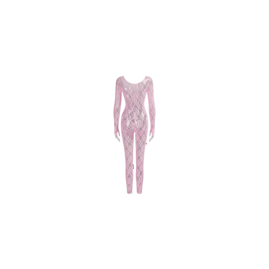 Girly Lace Jumpsuit — pink back