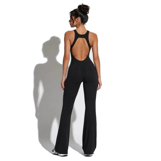 Athletic Jumpsuit for Activewear — black back
