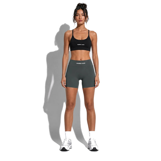 Set — Infinity bra + Micro Shorts Dark Gray front on-model 2048