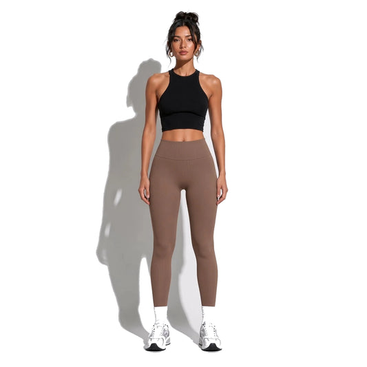 BIB LEGGINGS — ash mocha front