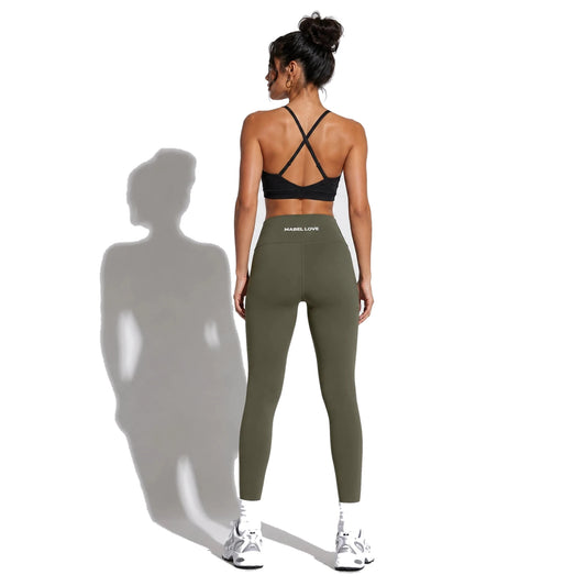 Set — Infinity bra + High Waist Leggings Army Green back on-model 2048