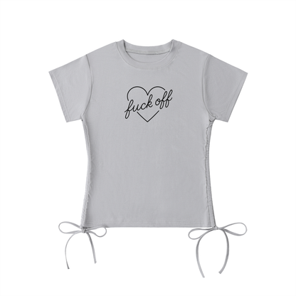 Evelyn Black Drawstring Crop T-Shirt