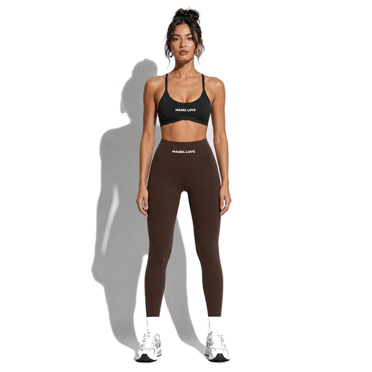 High-Waisted Yoga Leggings — brown front