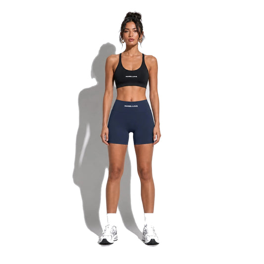 Set — Infinity bra + Micro Shorts Navy Blue front on-model 2048