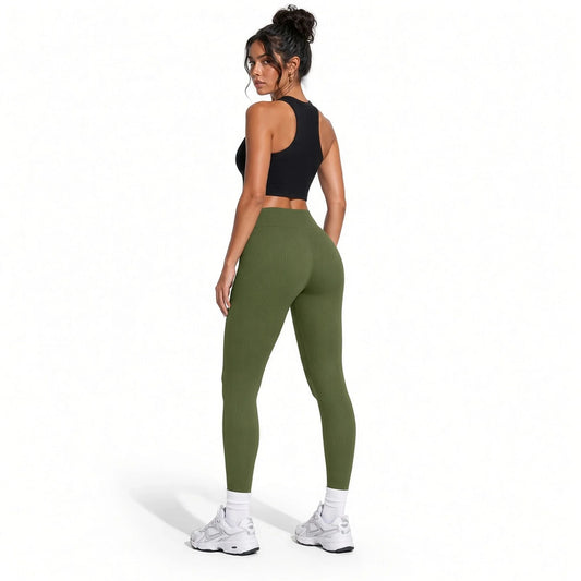 BIB LEGGINGS — olive back
