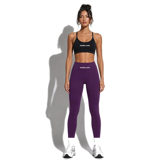 High-Waisted Yoga Leggings — purple front