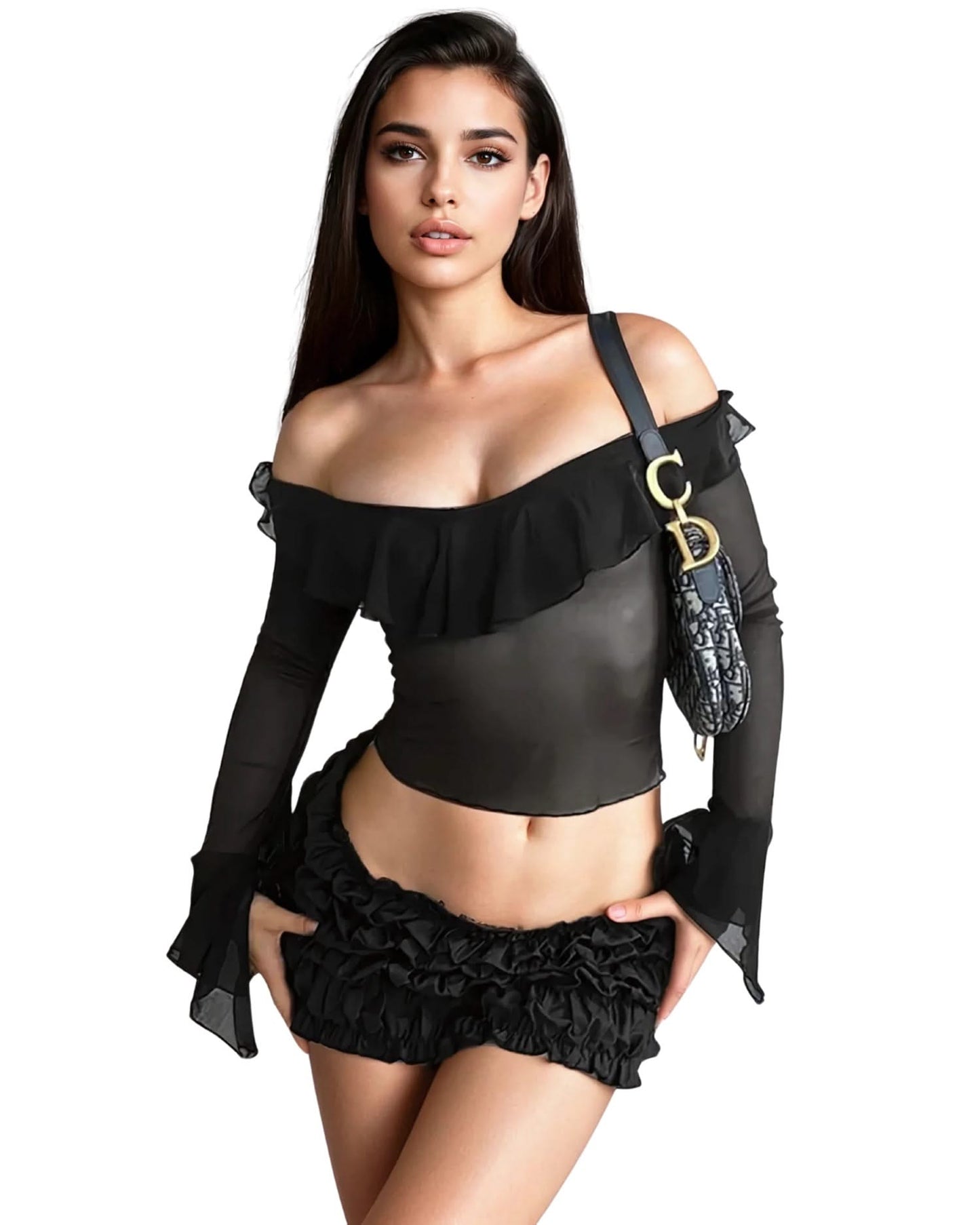 Sexy 2pc Sheer Set – Flare Top & Mini Skirt - main product image