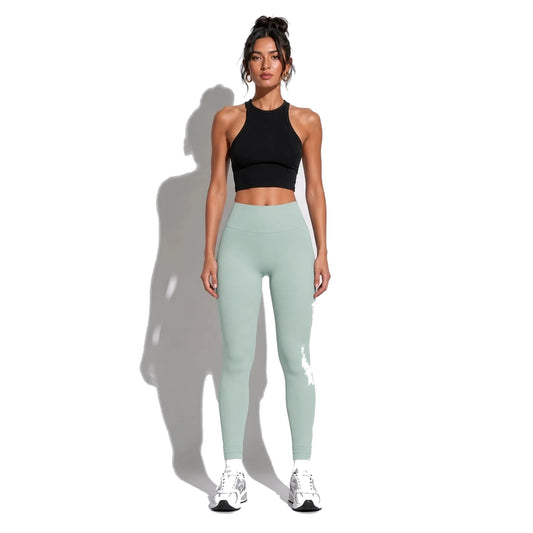 BIB LEGGINGS — dusty green front