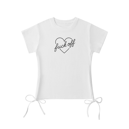 Evelyn Black Drawstring Crop T-Shirt