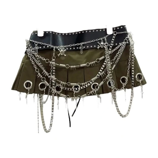 Y2k Mini Skirt with Silver Chains