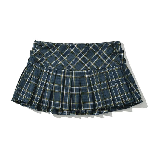 Preppy Pleated Plaid Mini Skirt – Vintage Style - main product image