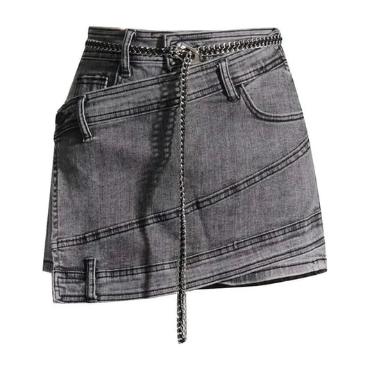 Black denim skort
