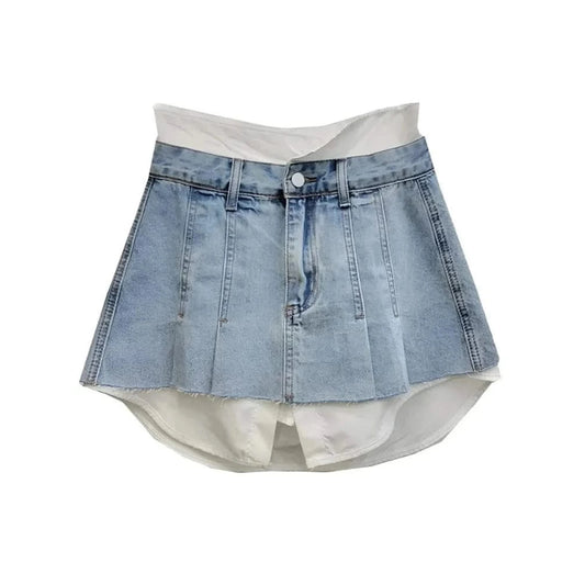 Splicing Denim Mini Skirt