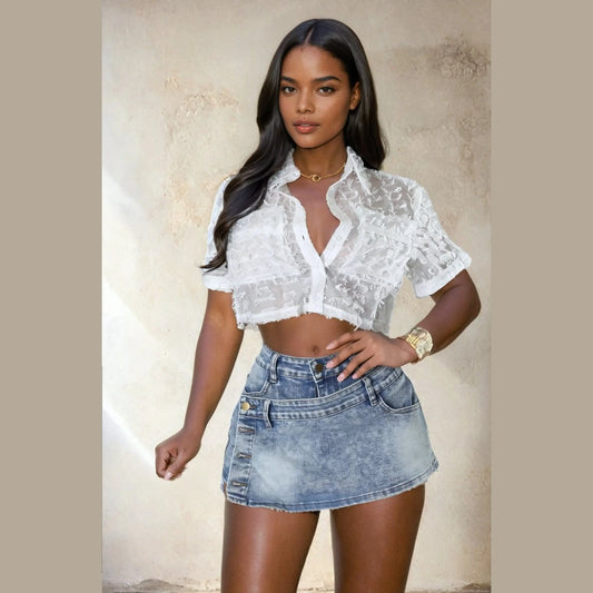 Denim mini Skort