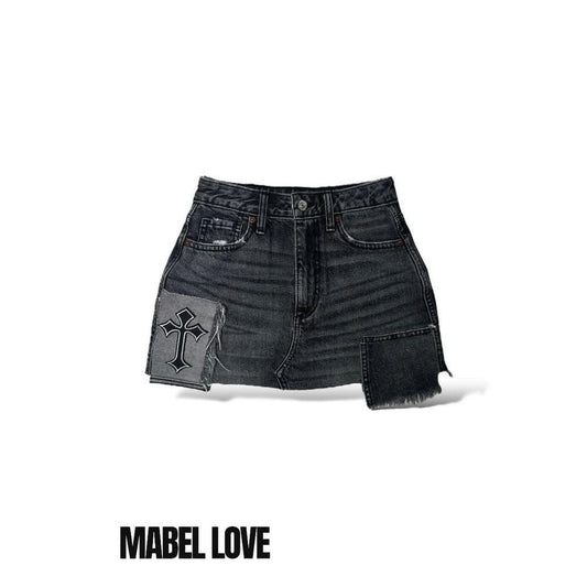 Black Cross Mini Skirt