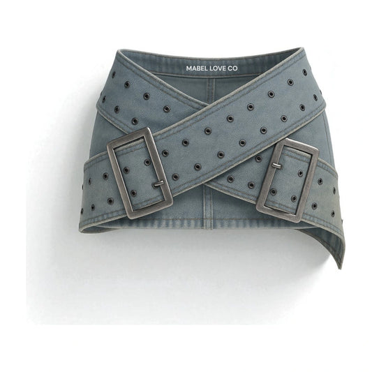 micro belt mini denim skirt - main product image
