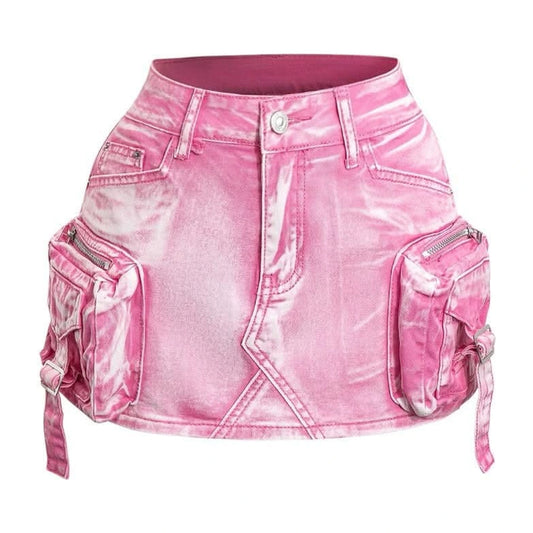 Pink Denim mini skirt