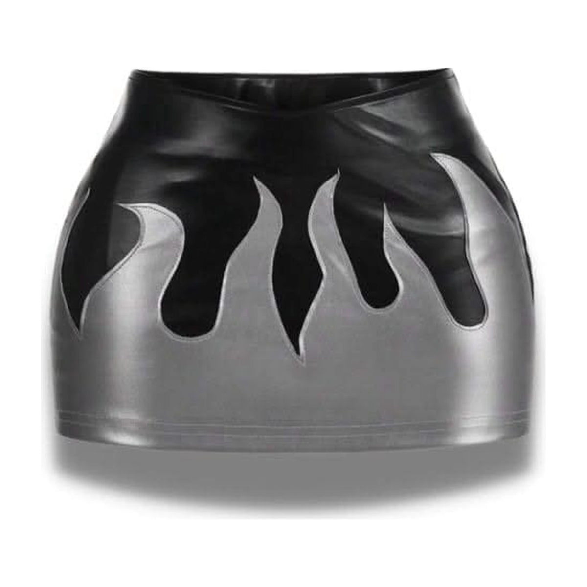 Flame Black leather mini skirt