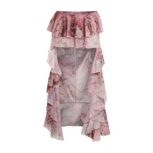 Flowers Print Layered Ruffles