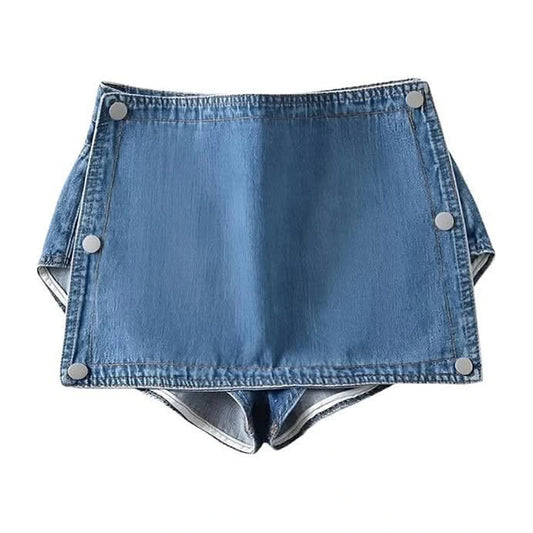 Denim Button Mini Skirt