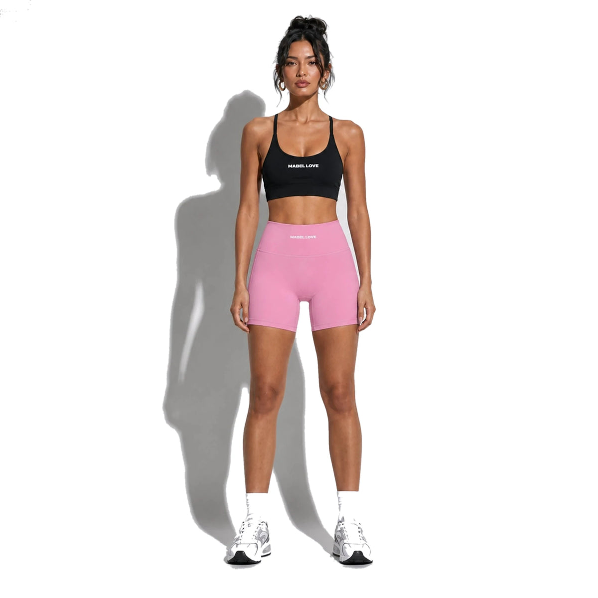 Set — Infinity bra + Legging Shorts Pink front on-model 2048