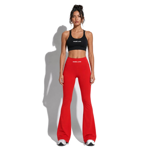 Set — Infinity bra + Scrunch Butt Leggings Red front on-model 2048 (floor-length flare)