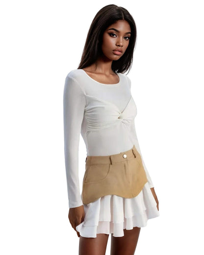 Y2K Ruffle A-Line Denim Skirt