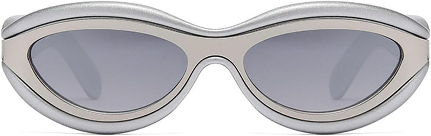 Cat Eye Sunglasses for Women Cute Oval Thick Frame Y2K Accessories Sun Glasses Chic Retro Style Shades