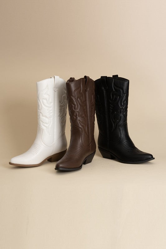 Front Shot of High Ankle Boots with Rerun Western Style