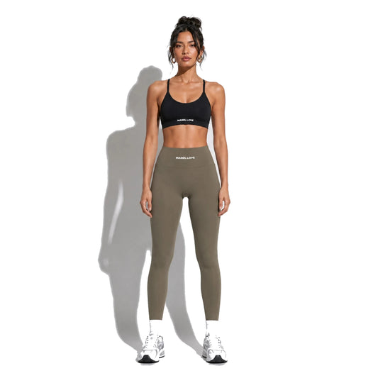 High-Waisted Yoga Leggings — gray coffee front