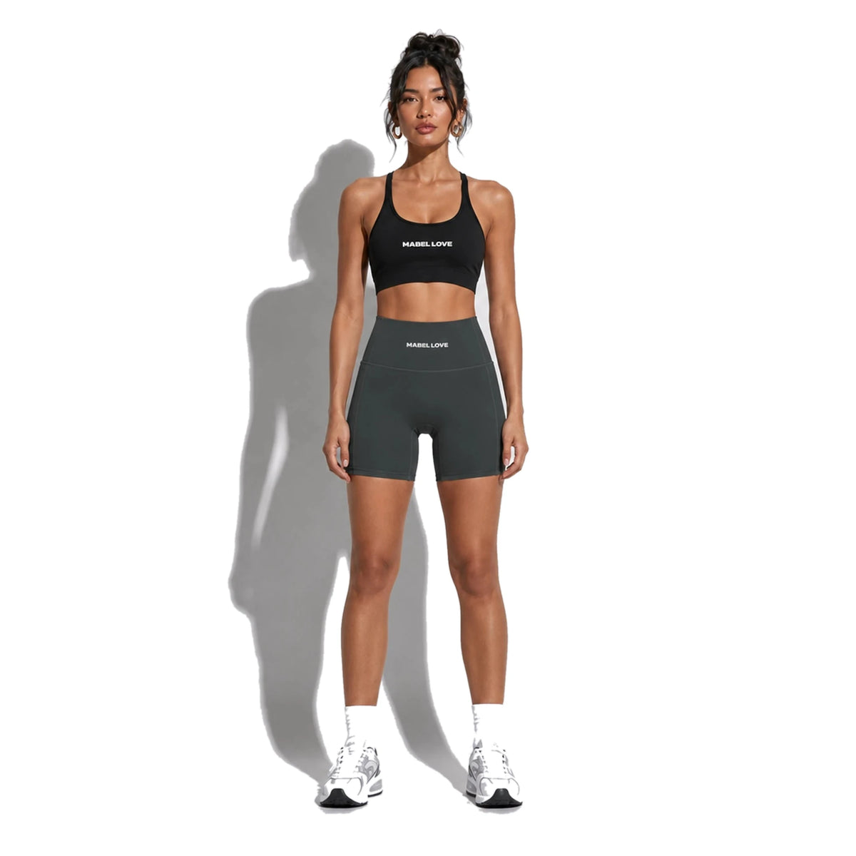 Set — Infinity bra + Legging Shorts Dark Gray front on-model 2048