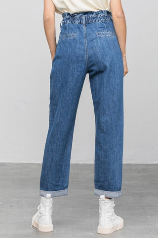 Back details of High-Waisted Paper Bag Slouch Jeans
