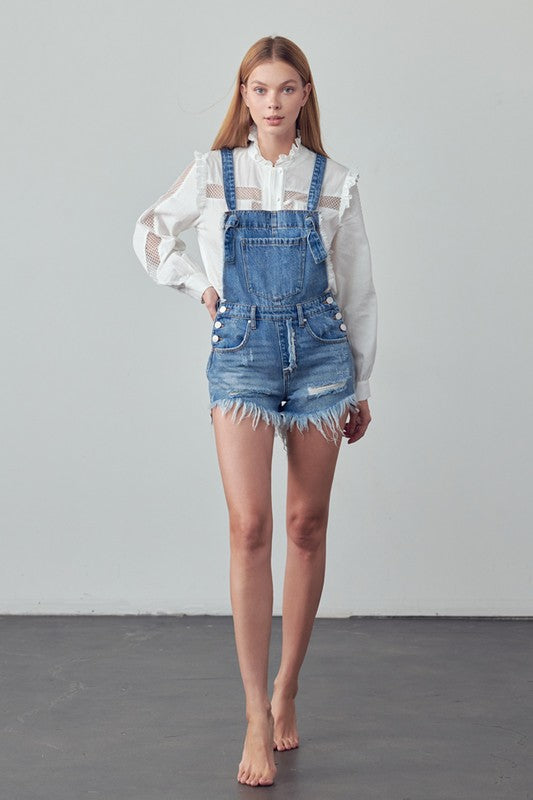 Frayed Overall Romper