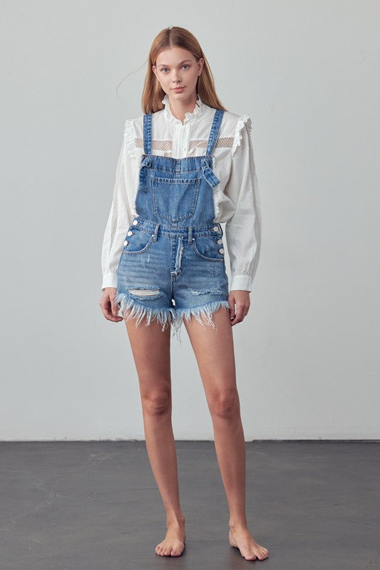 Frayed Overall Romper