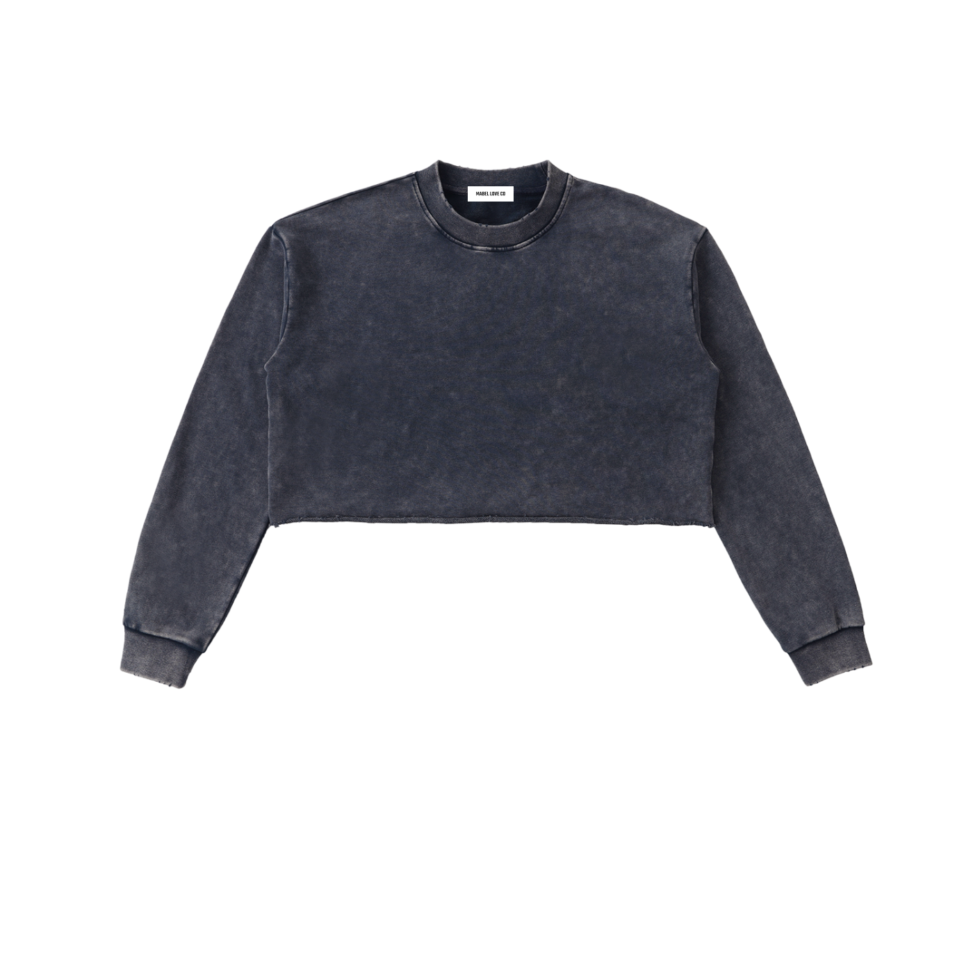 Cries Easily Washed Raw Edge Cropped Sweatshirt