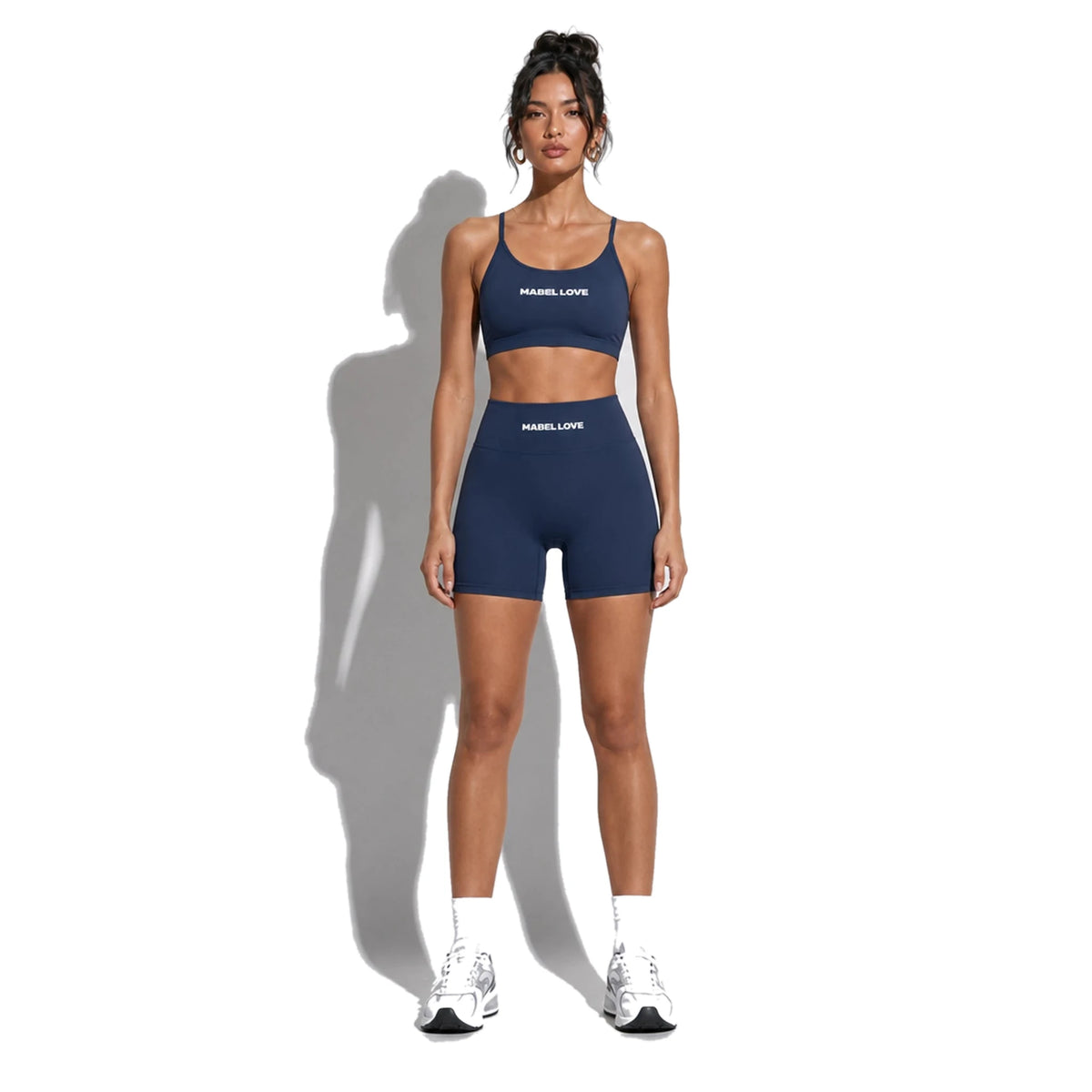 Set — Infinity bra + Legging Shorts navy front on-model 2048