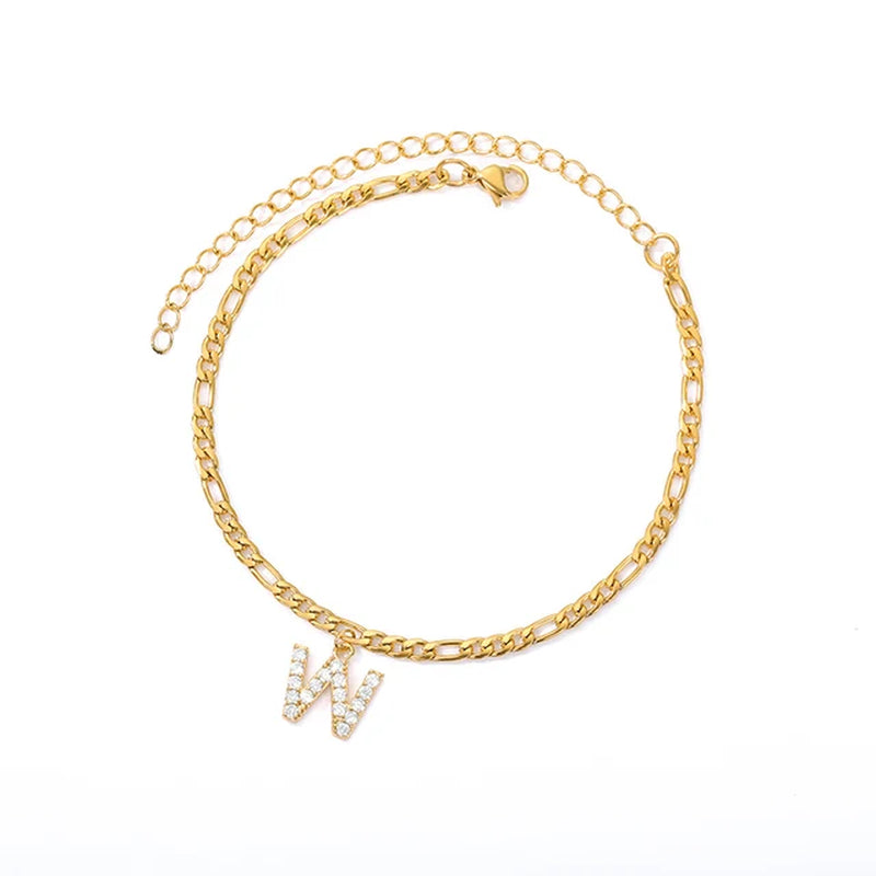 Anklets with Tiny A-Z Initial Letter