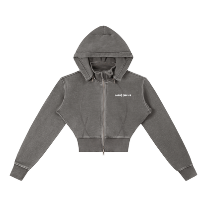 Vintage Washed Cropped Fleece Hoodie