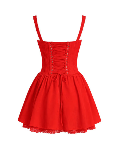 Minivestido de encaje con parches