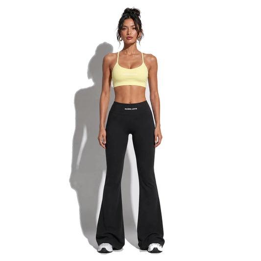 Set — Infinity bra yellow + Scrunch Butt Leggings black front on-model 2048 (floor-length flare)
