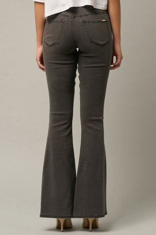 Back details of Mid-Rise Banded Wide Flare Jeans