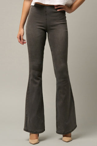 Mid-Rise Banded Wide Flare Jeans