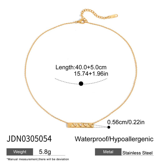 18K Gold Rhinestone Love Pendant Necklace – Elegant Women's Jewelry