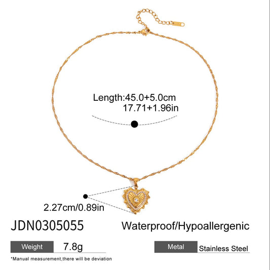 18K Gold Rhinestone Love Pendant Necklace – Elegant Women's Jewelry