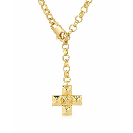 18k Gold-Plated Cross Water Swirl Necklace