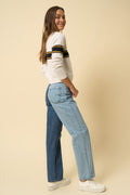 High Waist Crossover Straight Jeans