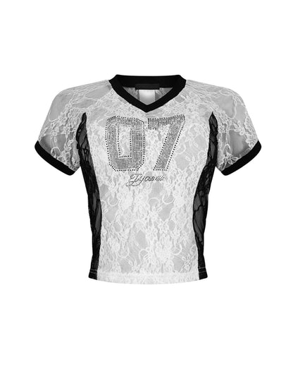 "Chic Lace V-Neck Top – Spring Streetwear"