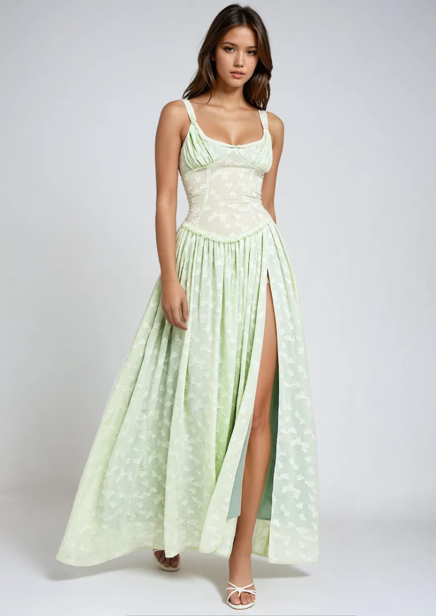 Green A-Line Maxi Dress
