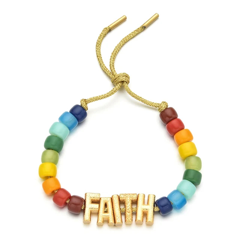 Rainbow Boho Bracelets with Initials 
